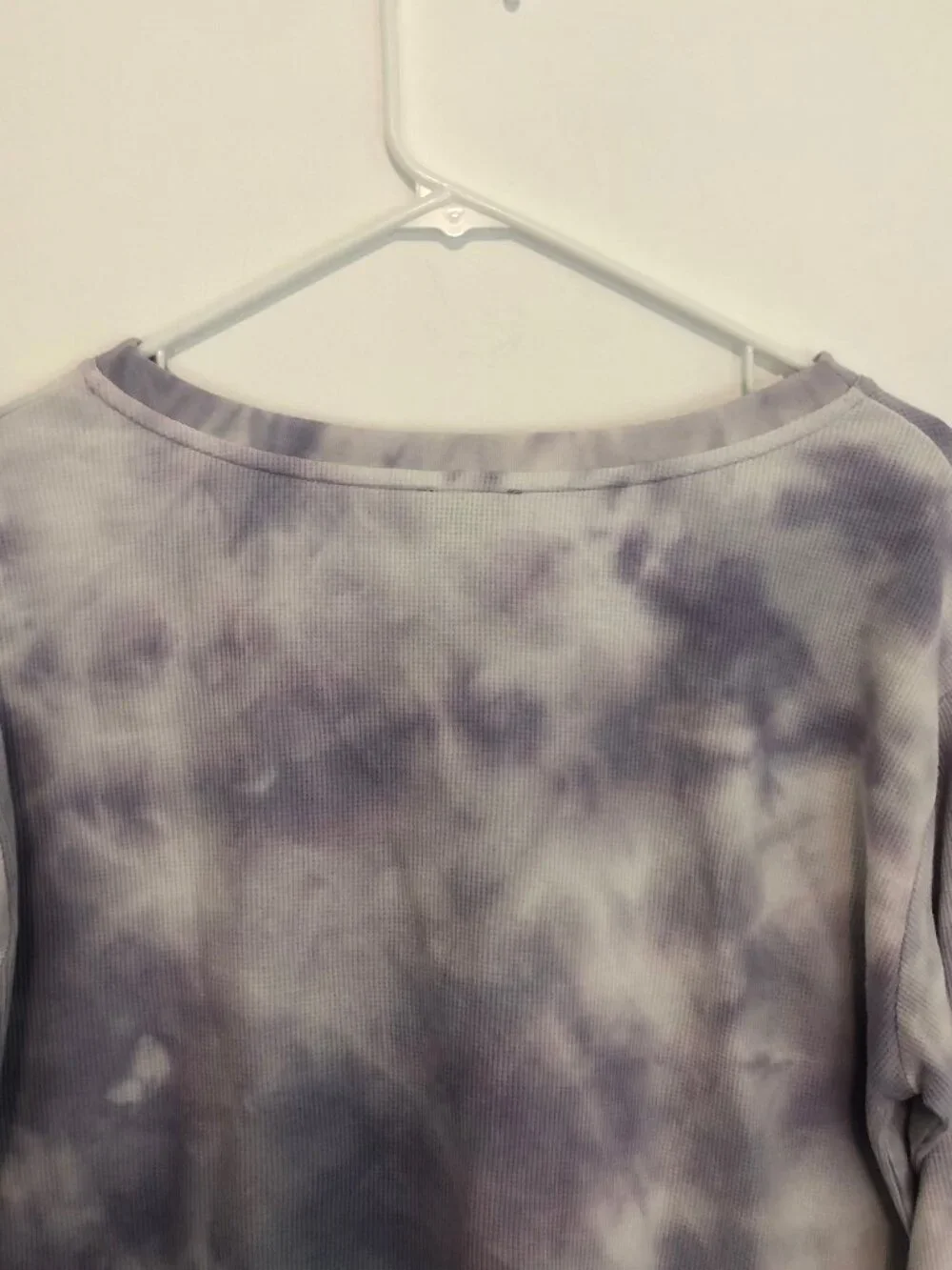 NEW NWT SPLENDID Tie Dye Thermal Long Sleeve Sweatshirt Purple White Crewneck S